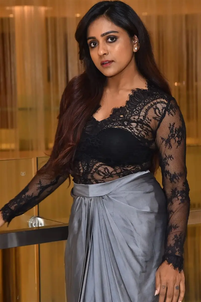 Telugu Actress Vithika Sheru In Blue Lehenga Black Choli